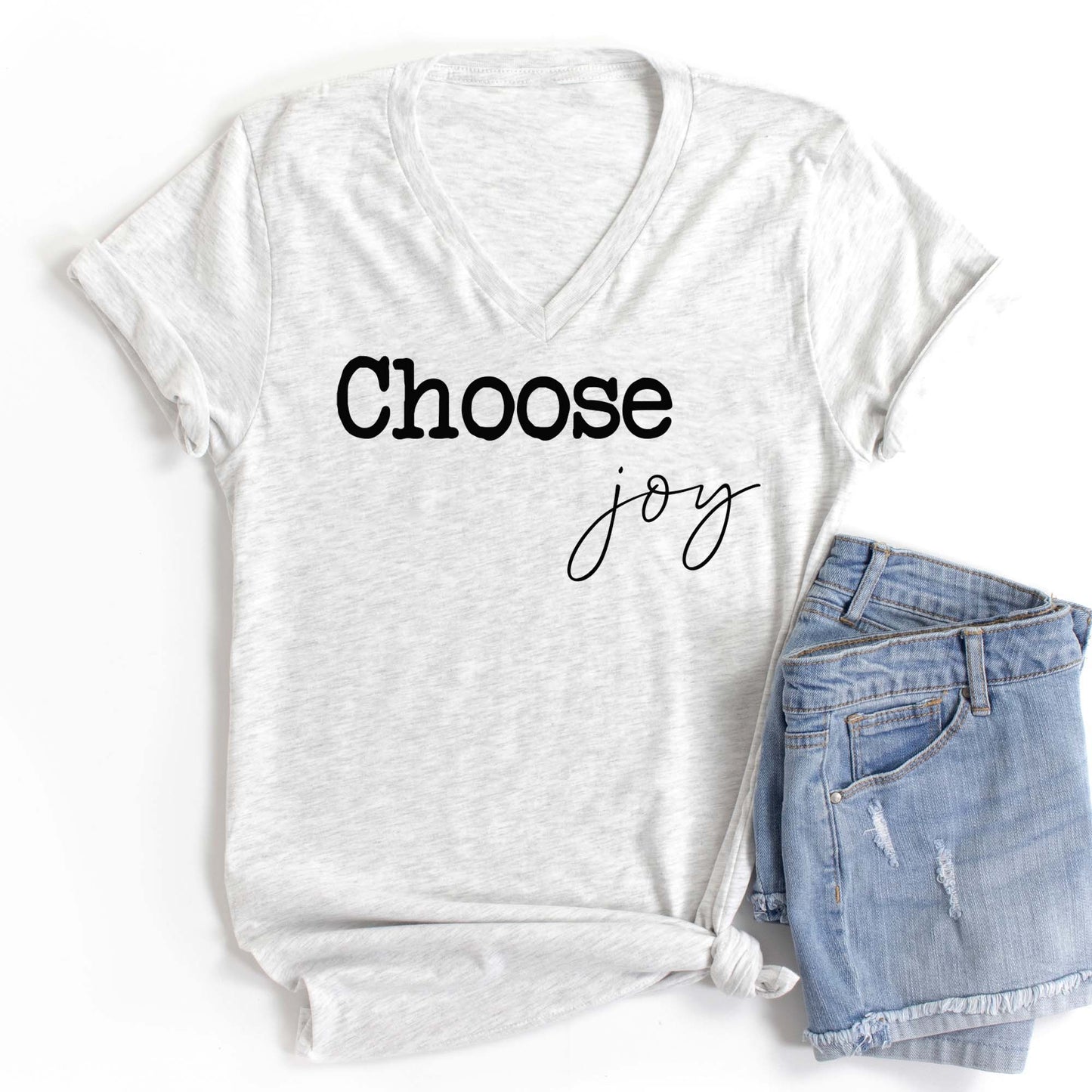 Choose Joy V Neck Graphic Tee