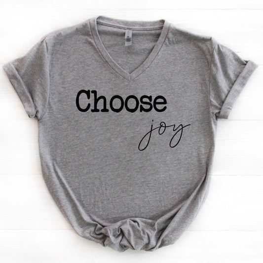 Choose Joy V Neck Graphic Tee