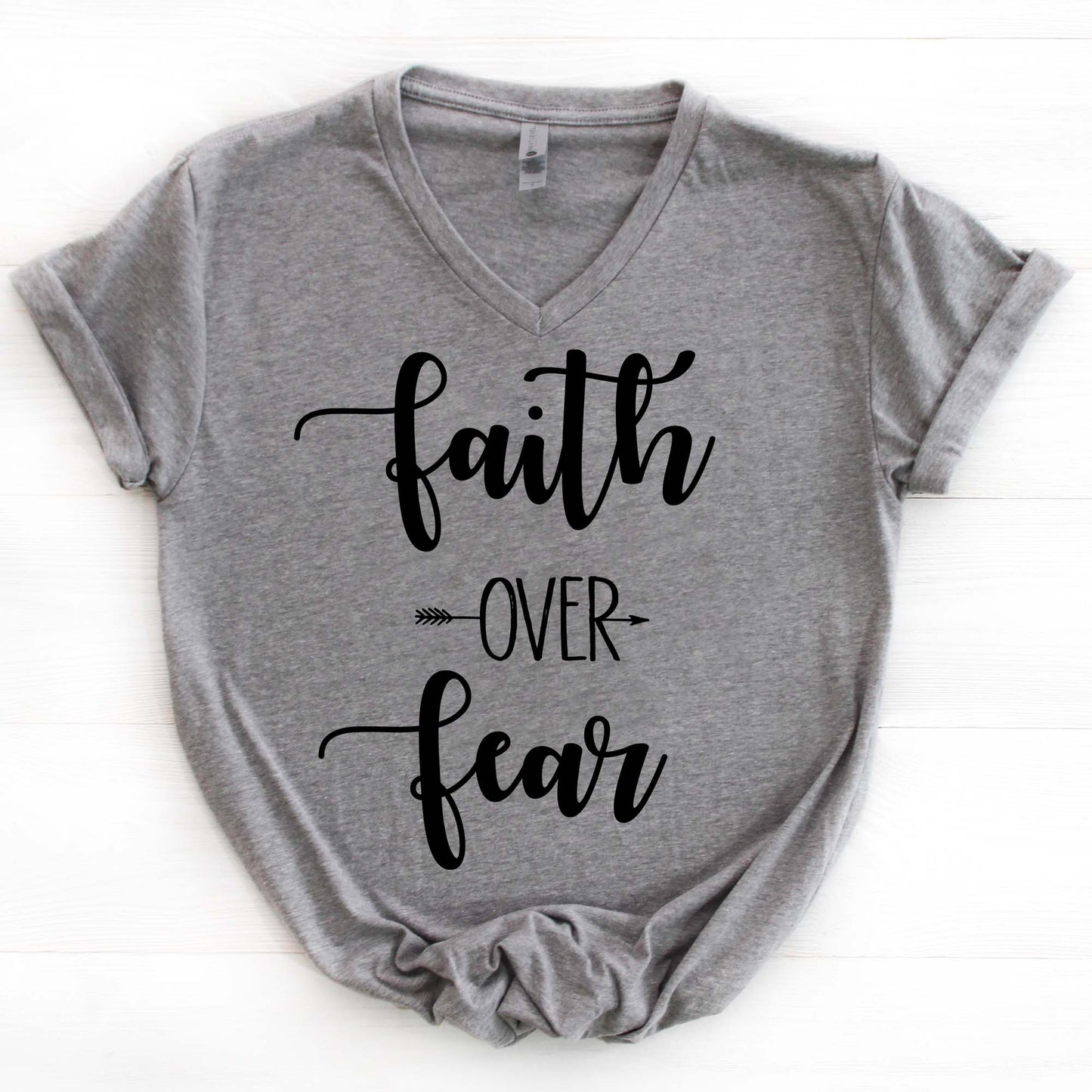 Faith over Fear V Neck Graphic Tee