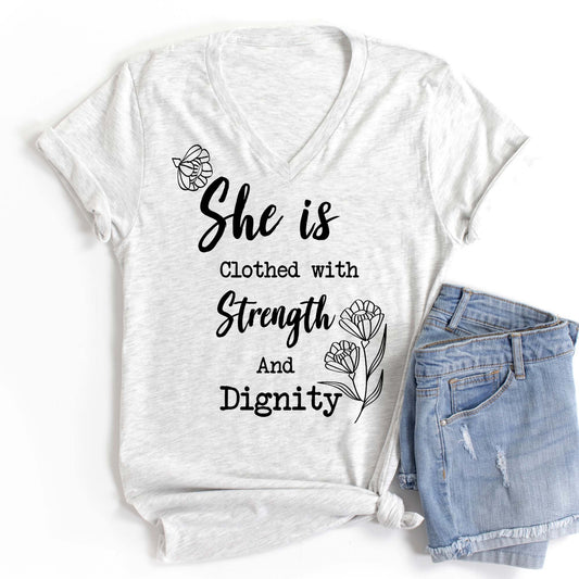 Proverbs 31 V Neck Graphic Tee