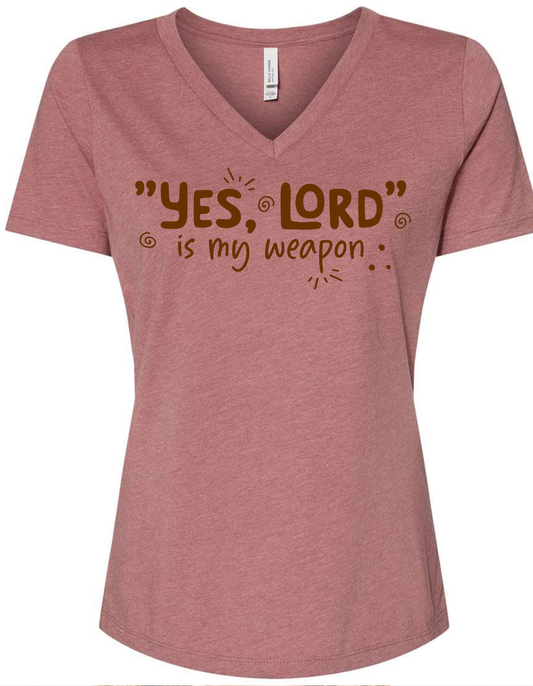 Yes, Lord! Is My Weapon Women's Vneck or Unisex Crewneck Tee
