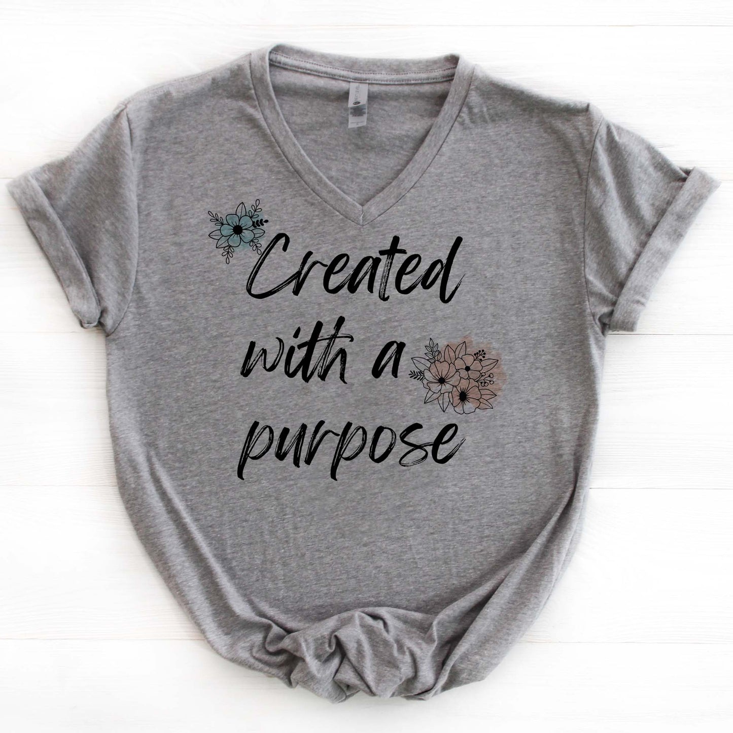 Created with a Purpose V Neck Graphic Tee