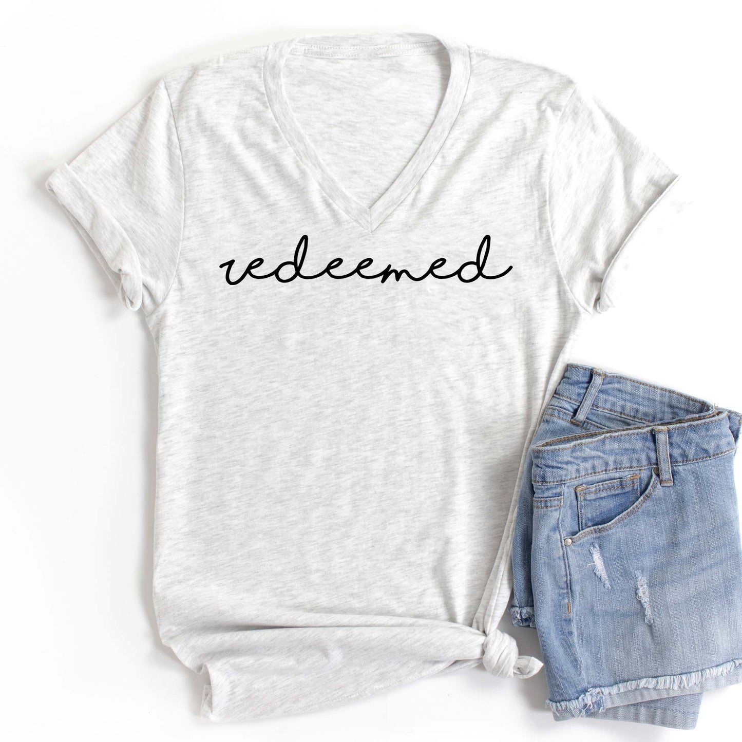 Redeemed V Neck Graphic Tee