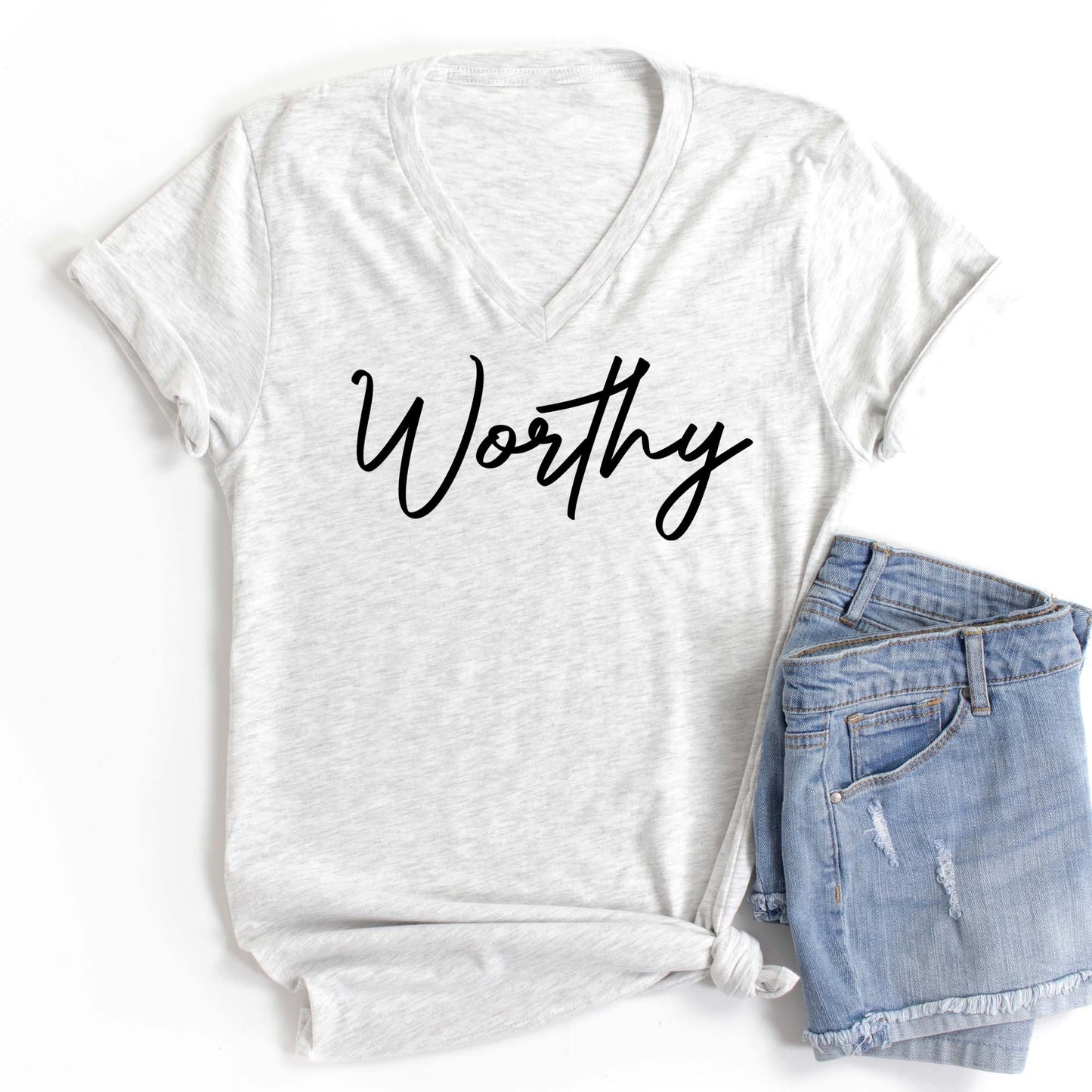 Worthy V Neck Graphic Tee